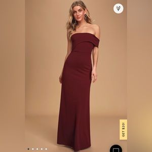 All Hearts On You Off The Shoulder Burgundy Maxi Dress